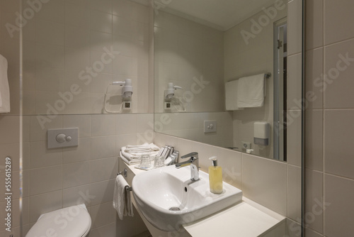 Bathroom interior with glass shower cabin