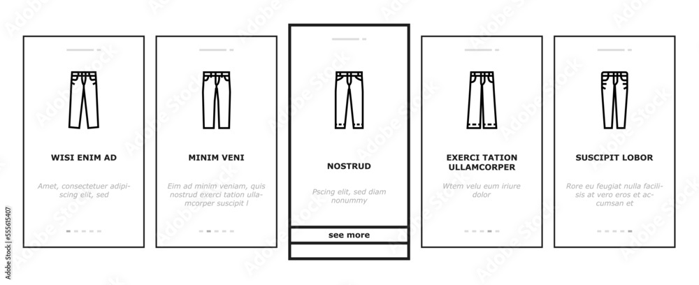 denim textile material fashion onboarding mobile vector. fabric blue, texture cloth, canvas cotton, clothing jeans, wea style, textured cloth denim textile material fashion illustrations