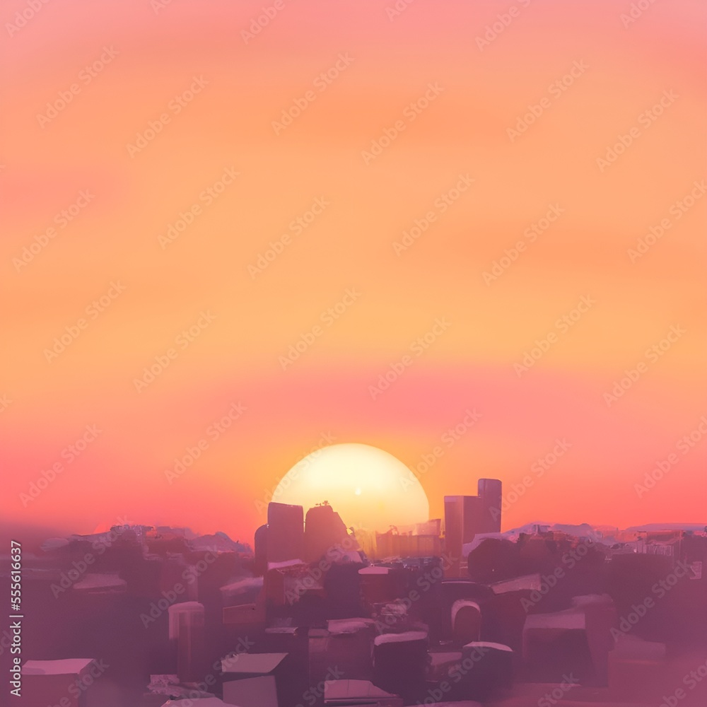 Obraz premium Evening sky in the city. Generative AI.