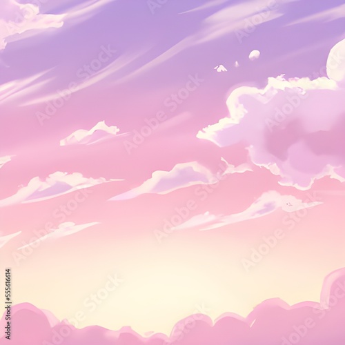 Sky pastel cartoon background. Generative AI.