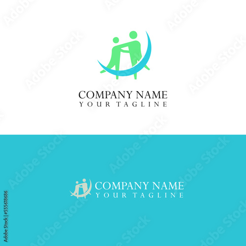 Elderly Care with hug Logo Template