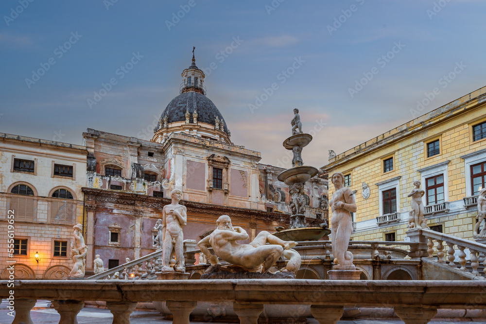 Beautiful landmark in Palermo, Sicily's capital city in Italy. Fontana Pretoria