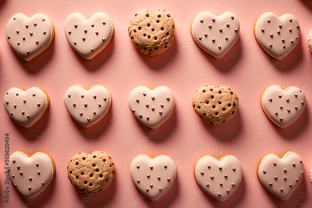 Valentines day heart shaped cookies. Generative ai