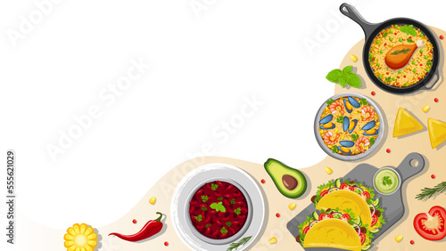 Design of web pages using Latin American cuisine. Mexican food.