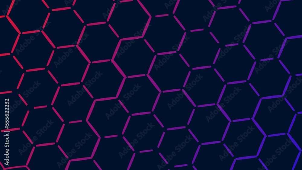 gradation of red and blue seamless hexagon pattern on dark background gradation of red and blue seamless hexagon pattern on dark background