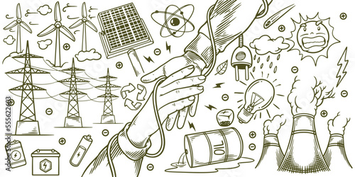 Hand drawn of save earth re...