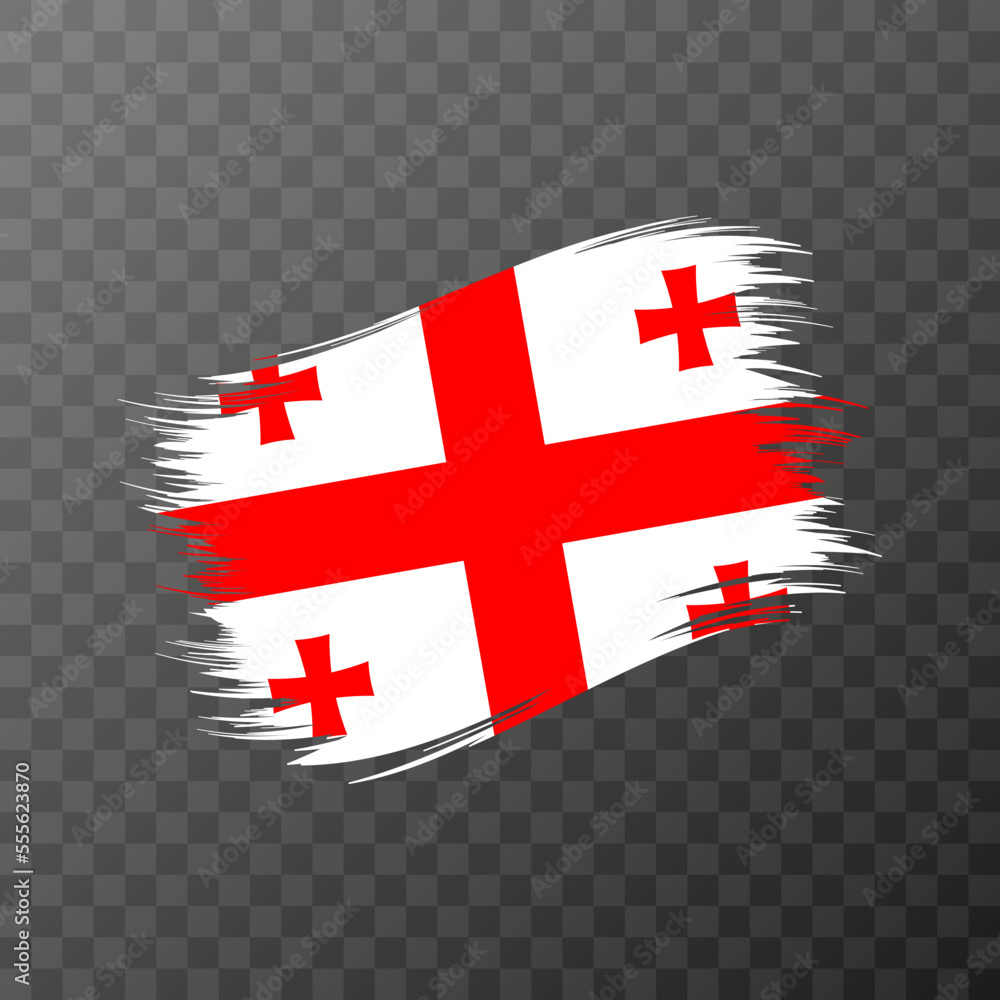 Georgia national flag. Grunge brush stroke. Vector illustration on transparent background.
