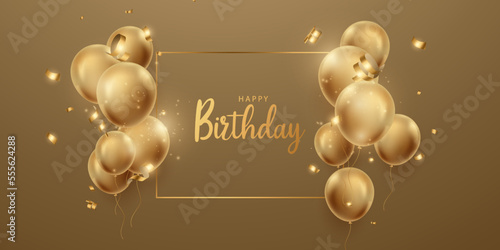 golden balloon background celebrate birthday elegant banner template vector illustration