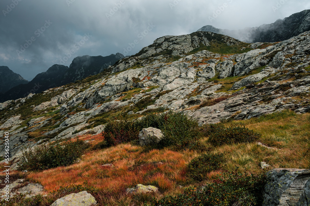 Obraz premium It's autumn time in the mountains of the Val Grande national park in north Italy Alps