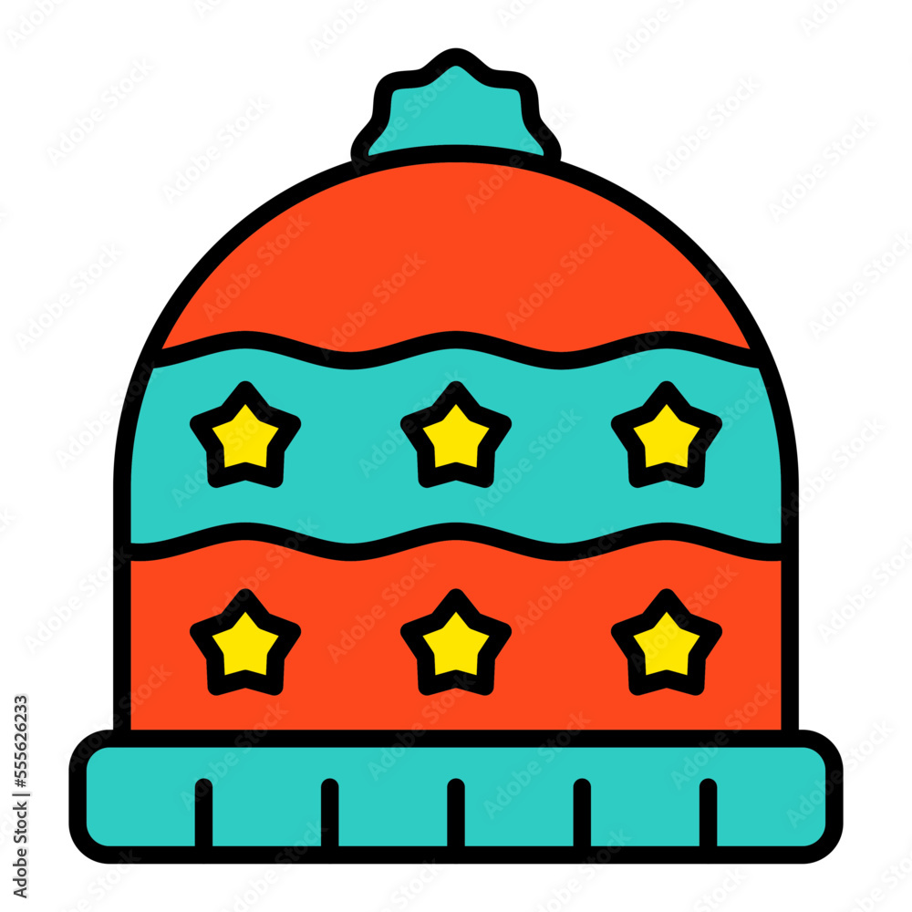 Winter Hat Filled Line Icon
