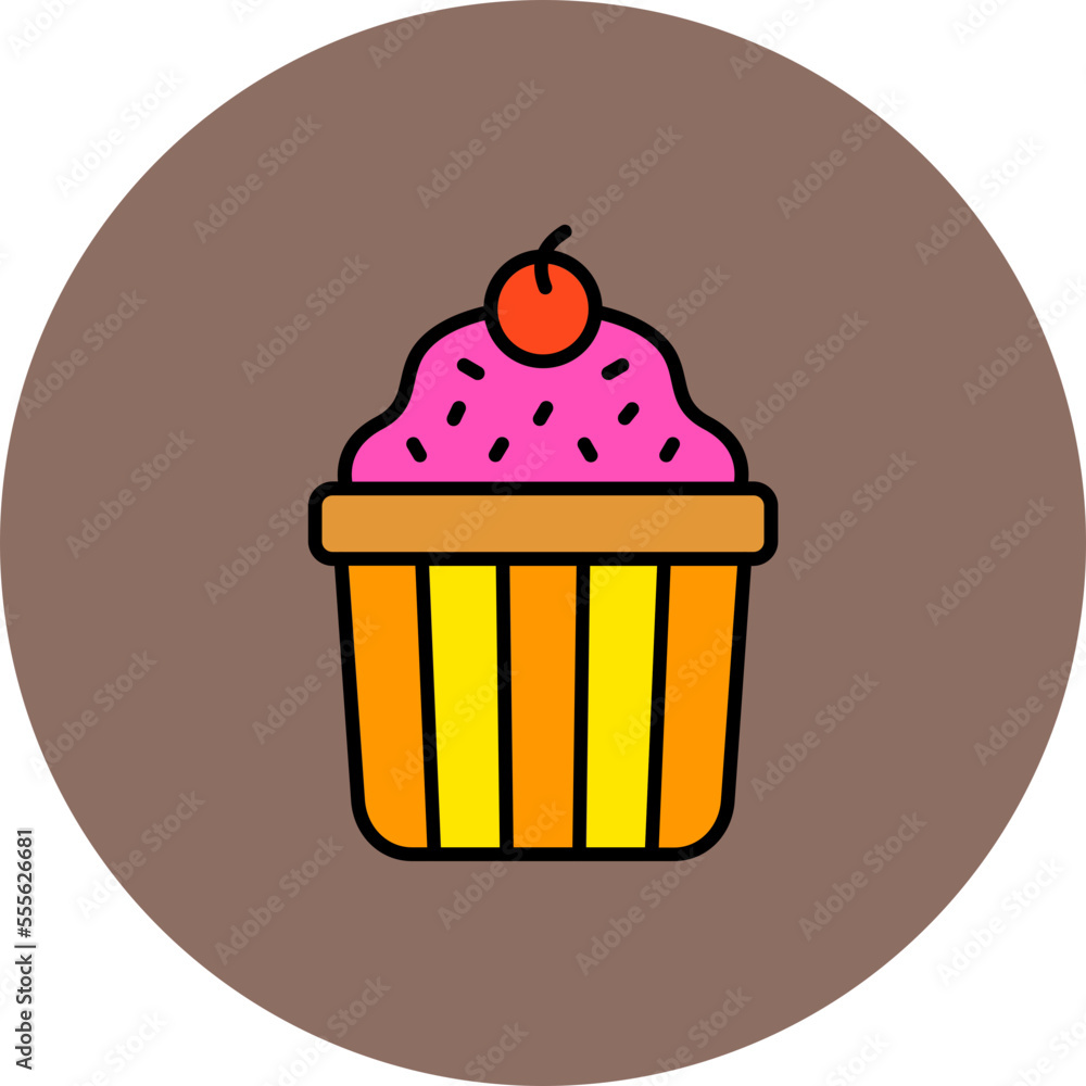 Muffin Multicolor Circle Filled Line Icon Muffin Multicolor Circle Filled Line Icon