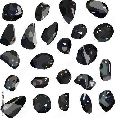 Vector rock icons set on isolated white background. Top view.