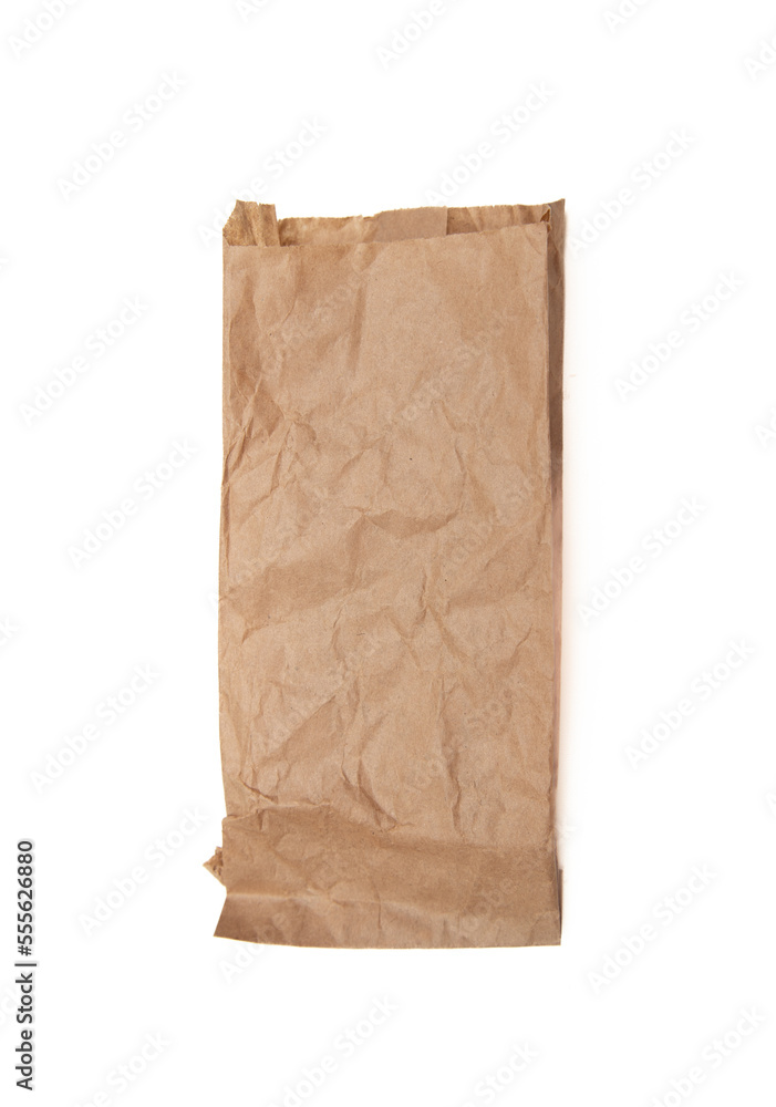 Crumpled brown paper bag on a white background. Crumpled brown paper bag on a white background.