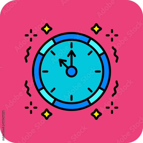 Clock Multicolor Round Corner Filled Line Icon