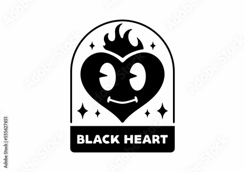 Black and white color of heart tattoo
