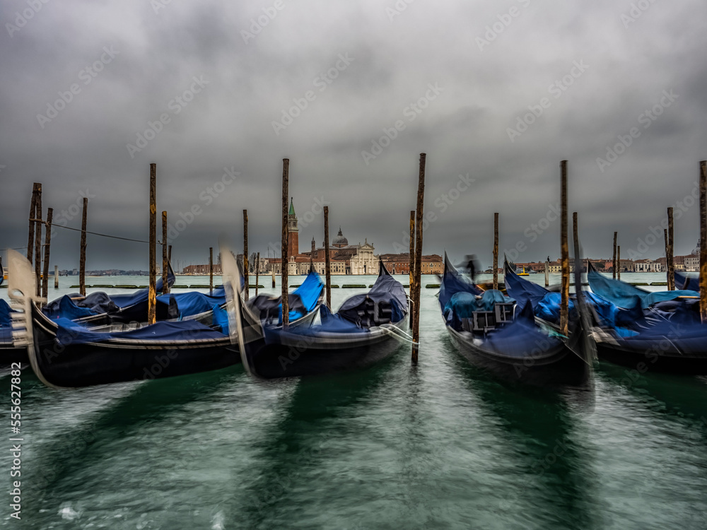 View of San Giorgio Maggiore island in Venice in a cloudy day (long exposure image)