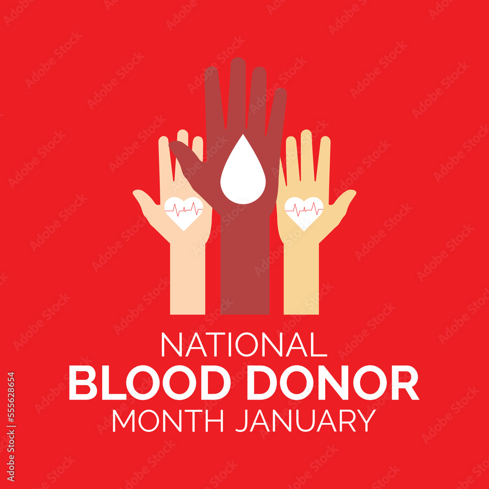 Obraz premium vector graphic of national blood donor month. Holiday concept. Template for background, banner, card, poster with text inscription. Vector EPS10 .