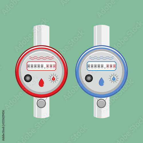Counters for hot and cold water. Water meter.