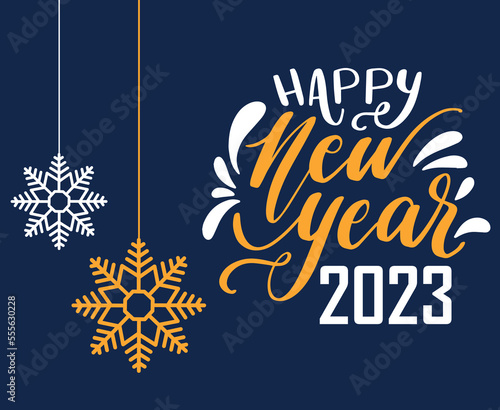 Happy New Year 2023 Holiday Abstract Vector Illustration Design Orange And White With Blue Background
