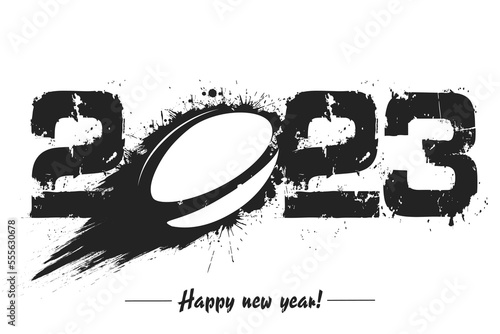 Happy New Year 2023 and rugby ball