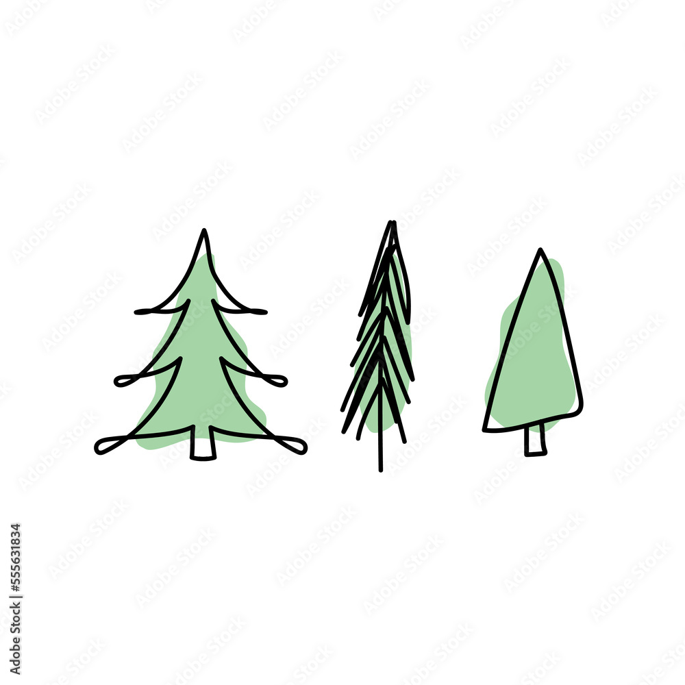 Fototapeta premium Tree with christmas elements illustration 