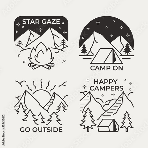 Outdoor Camping Scene Simple Line