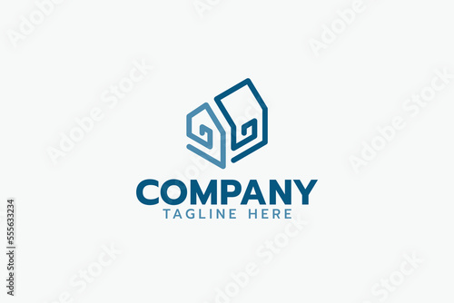 tiny house logo with a combination of two lines forming a simple tiny house