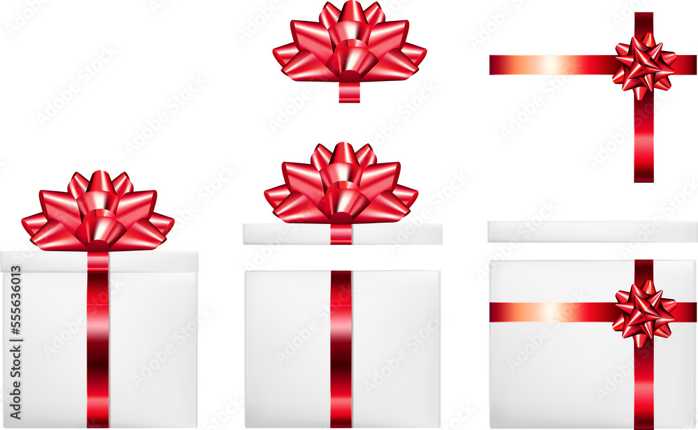 Valentines day open gift box with red bow and ribbon Valentines day open gift box with red bow and ribbon