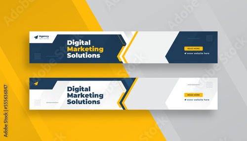 Digital marketing large web banner, social cover template or corporate business banner template