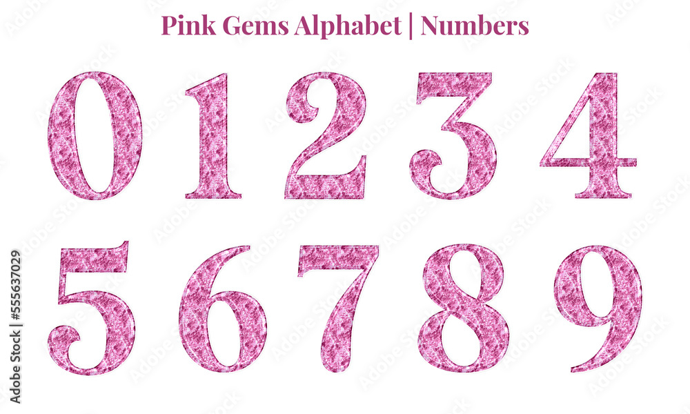Pink gems alphabet set, includes font or letters in uppercase and lowercase, numbers, punctuation marks, and symbols Pink gems alphabet set, includes font or letters in uppercase and lowercase, numbers, punctuation marks, and symbols