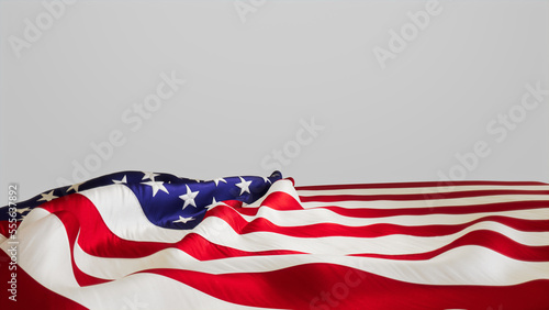 Presidents day Banner with US Flag, Isolated on White Background with Copy-Space.