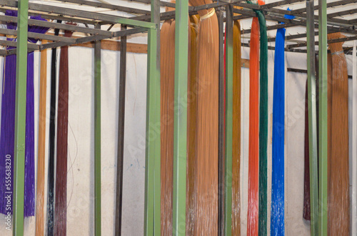 Colorful Rug and Mat Weaving Threads Prepared in Textile Factory