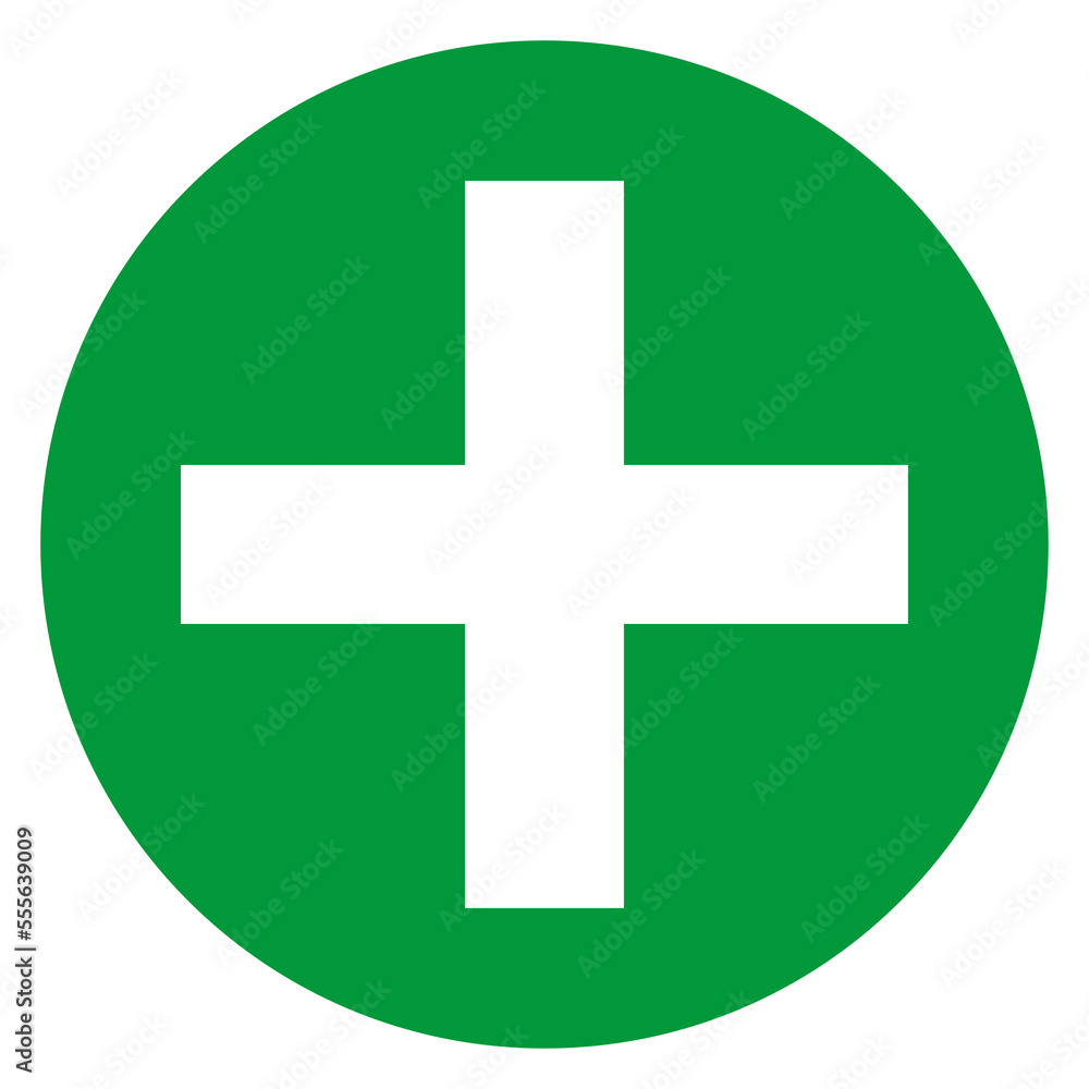 Green first aid sign isolated on white background. - obrazy, fototapety, plakaty 