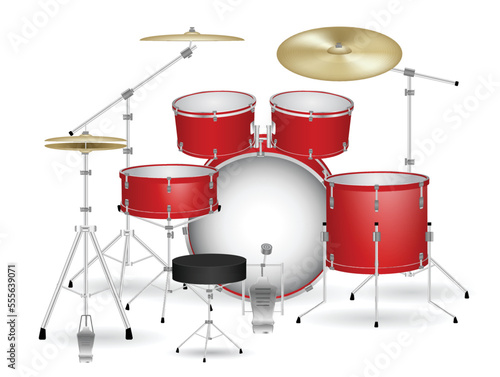 set of drum kit isolated on white