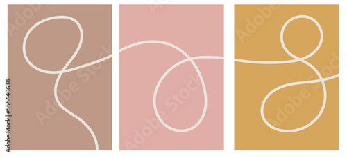 Collection of simple minimalistic abstractions. The backgrounds of the illustrations are made in various colors. Line in one color