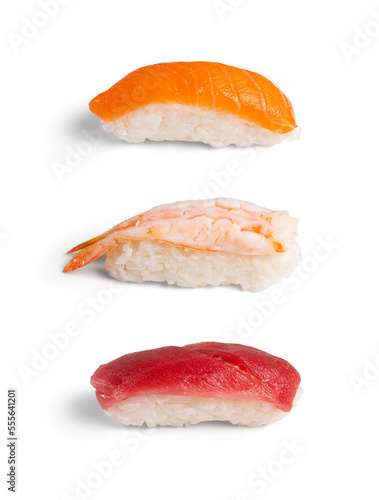 Nigiri sushi set isolated from white background