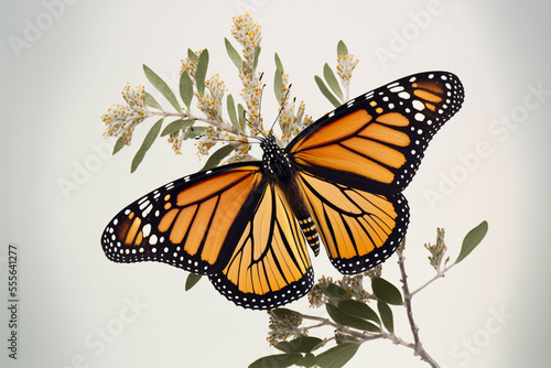 Monarch Butterfly on white background. Created with Generative AI technology.