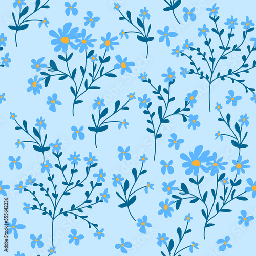 Seamless vector floral pattern, spring/summer backdrop.  Seamless texture perfect for wallpapers, pattern fills, web page backgrounds, surface textures.