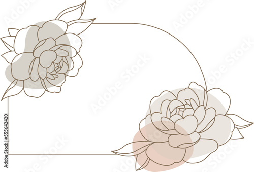Contemporary peony bouquet line art style