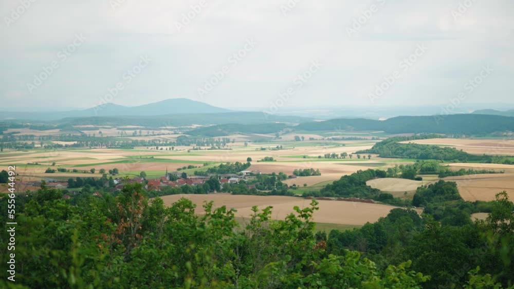 View Looking Over Patch Work Fields In Rural Bad Königshofen In Bavaria View Looking Over Patch Work Fields In Rural Bad Königshofen In Bavaria