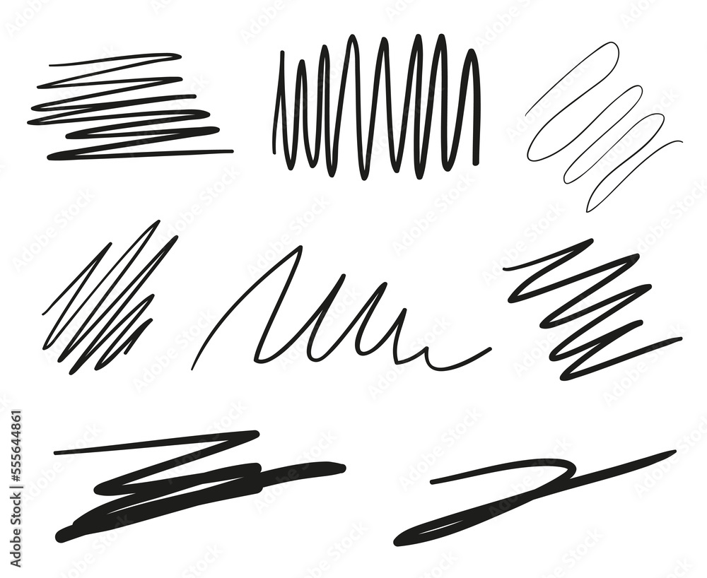 Hand drawn lettering underlines on white. Abstract backgrounds with array of lines. Stroke chaotic patterns. Black and white illustration. Sketchy elements for posters and flyers Hand drawn lettering underlines on white. Abstract backgrounds with array of lines. Stroke chaotic patterns. Black and white illustration. Sketchy elements for posters and flyers