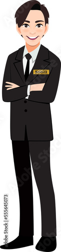 Businessman, Manager cartoon character flat icon PNG