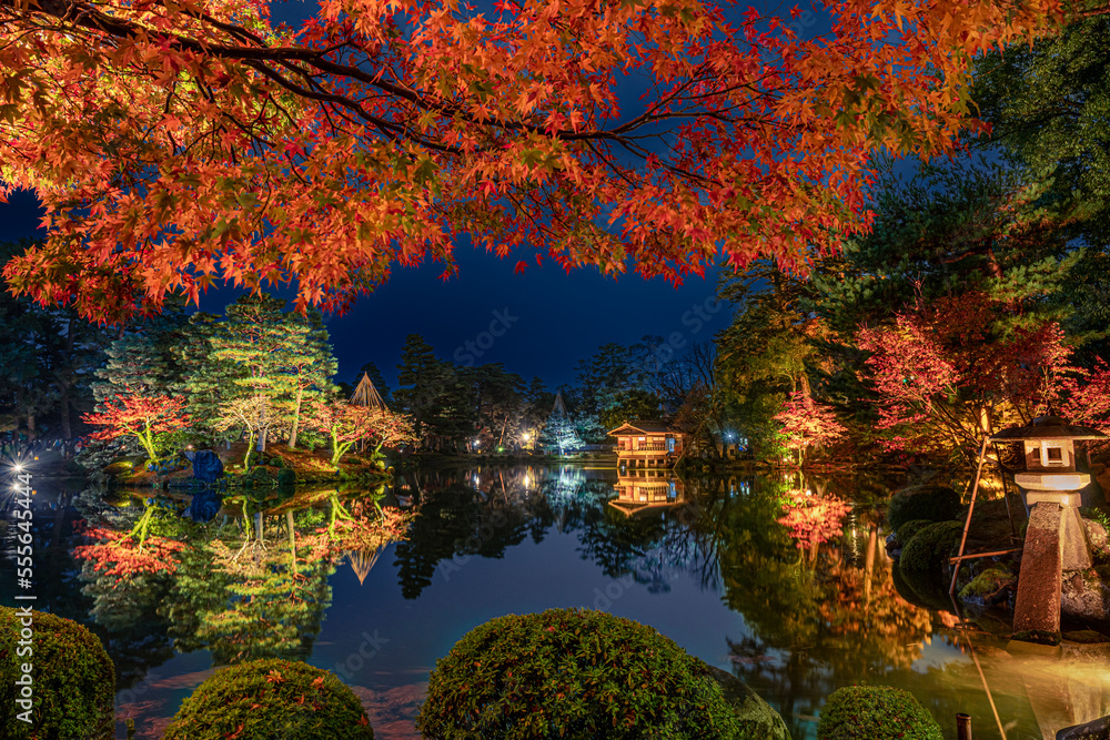 美しい日本庭園の紅葉