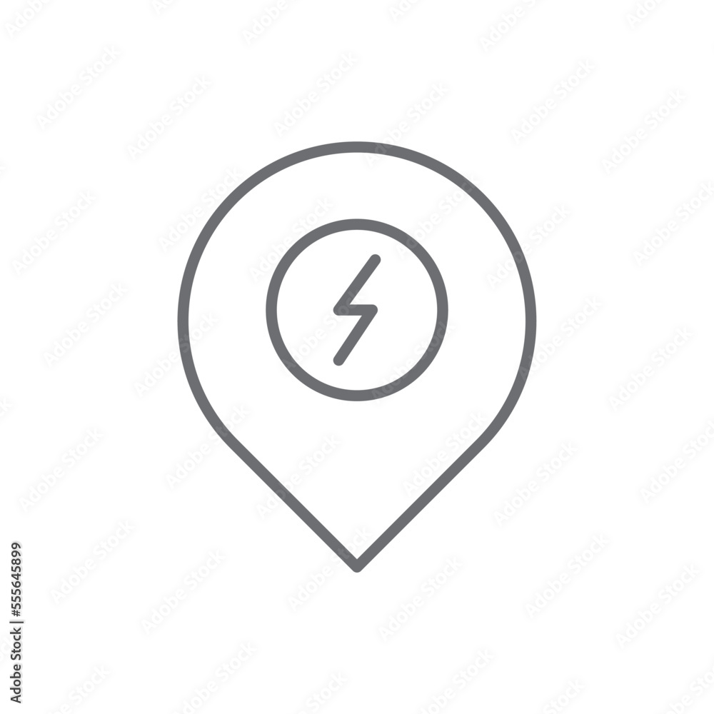 power icon with map point power icon with map point