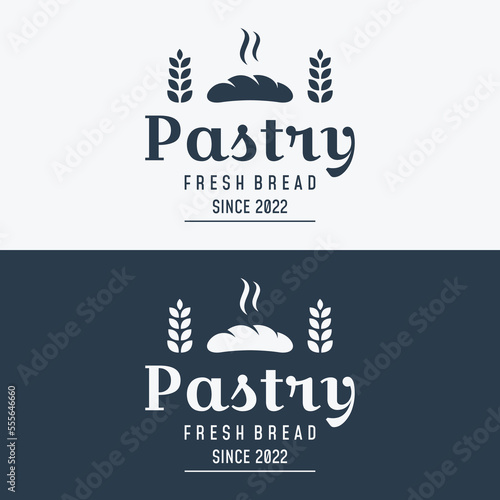 Retro wheat bread logo design template. Badge for bakery, home made bakery, restaurant or cafe, patisserie, business.