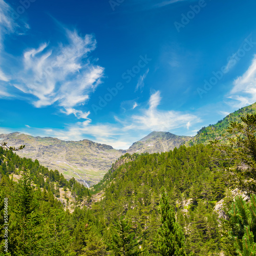 Picturesque mountains of the Pyrenees in Andorra in summer.