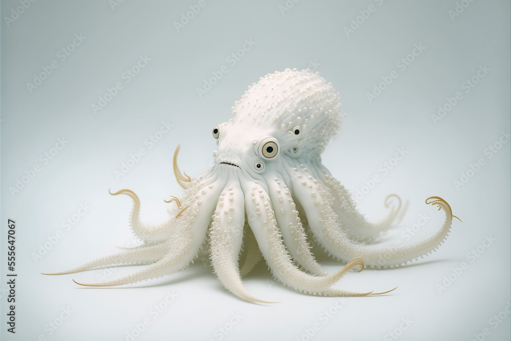 Cute octopus albino on white background. Created with Generative AI ...