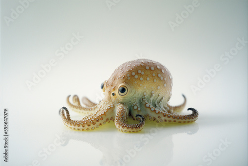 Cute octopus albino on white background. Created with Generative AI technology.
