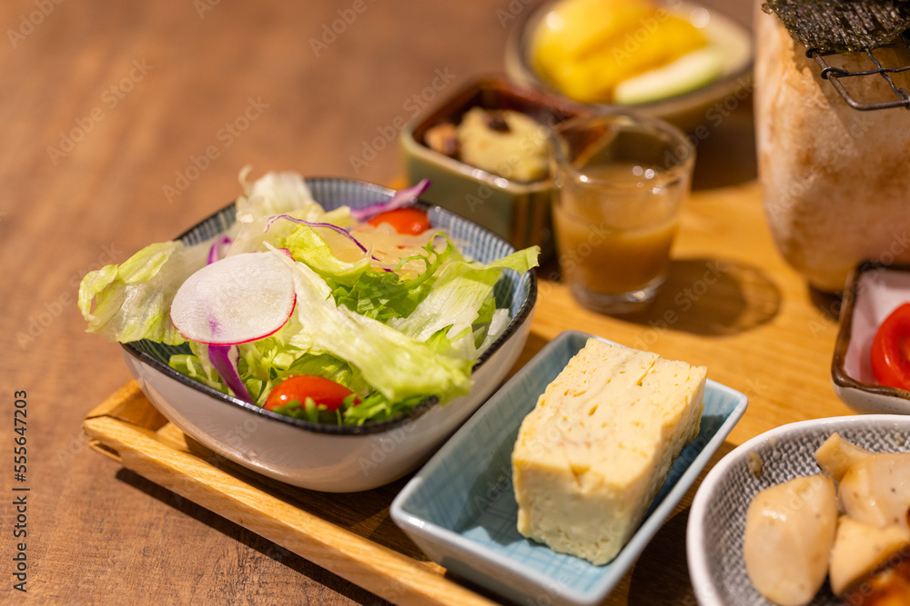 Japanese salad in the set in Japanese restaurant Japanese salad in the set in Japanese restaurant