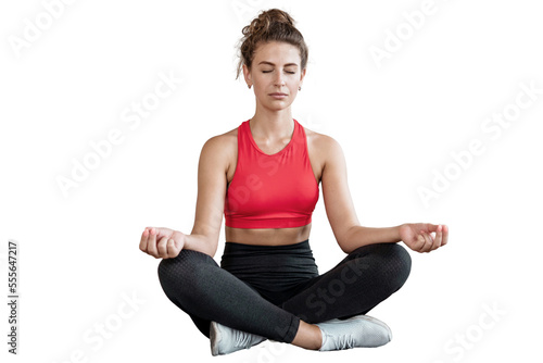 Yoga trainer woman exercise lotus transparent background